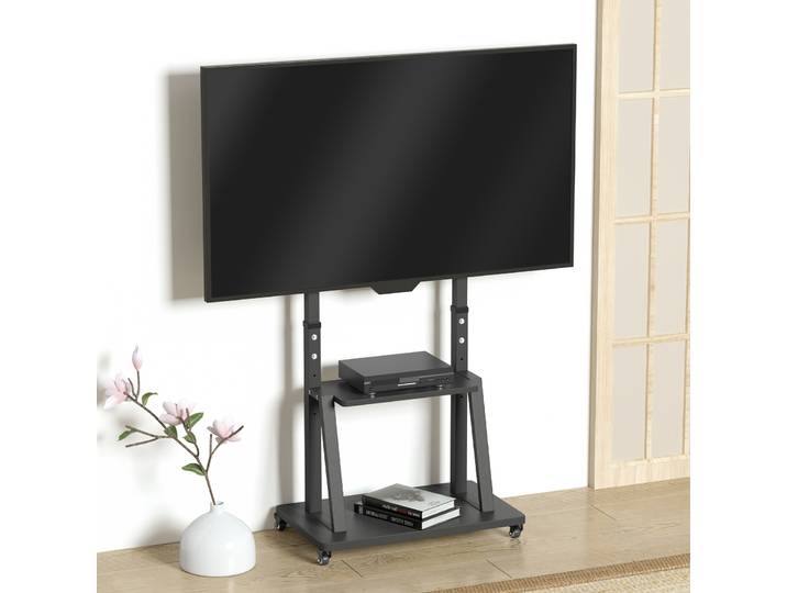 Support de sol pour téléviseur mobile, chariot TV robuste, réglable en hauteur pour écrans LED LCD de 32 à 100 pouces