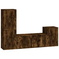 vidaXL 4-tlg. TV-Schrank-Set Räuchereiche Holzwerkstoff