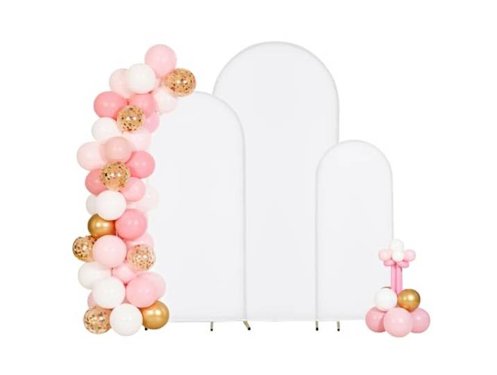 VEVOR Arche de Mariage Lot de 3 Support de Fond Arche 1\,8 m 1\,5 m 1\,2 m pour Décoration Mariage\, Anniversaires\, Remises Diplômes\, Fêtes\, Cérémonies\, Célébrations\, avec Housse et Structure Métal Doré