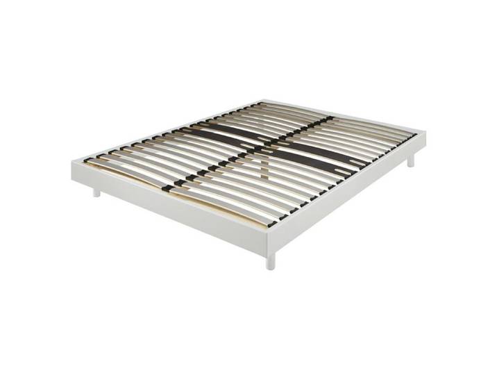 Sommier + jeu de pieds 140x190 Decokit 2x18 lattes Blanc