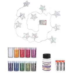 KARIN JITTENMEIER Kreativ-Set LED Lichterkette & Diamond Painting- Steine, 15tlg.