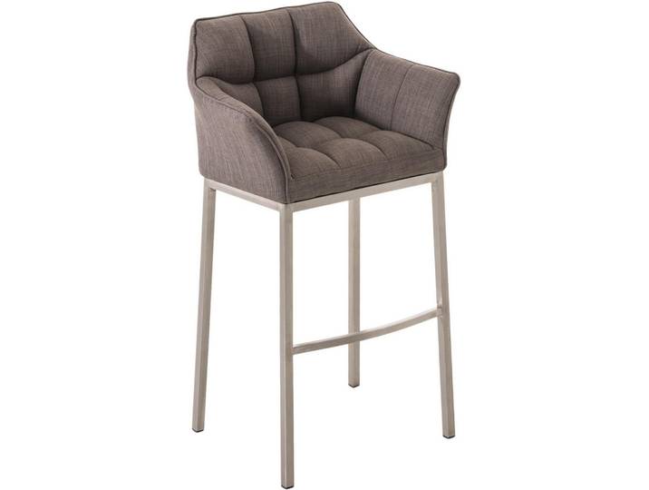 CLP Barhocker Stoff grau, Grau, Metall, 64x110x48 cm, Esszimmer, Barmöbel, Barhocker