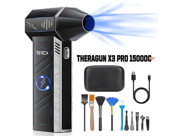 Ventilateur turbo portatif X3PRO Mini Jet-150000RPM, souffleur d'air comprimé puissant pour sèche-voiture/PC/maison - Souffleur industriel à conduit