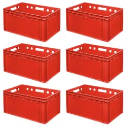 BRB 6x Fleischkasten / Eurobehälter E3, 600 x 4000 x 300 mm, lebensmittelecht, rot