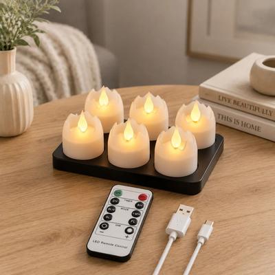 Uplifted Finds Rechargeable Magnetic LED Flameless Tea Lights With Charging Base Remote Control Dimmable Candles For Tabletop 6 Pcs