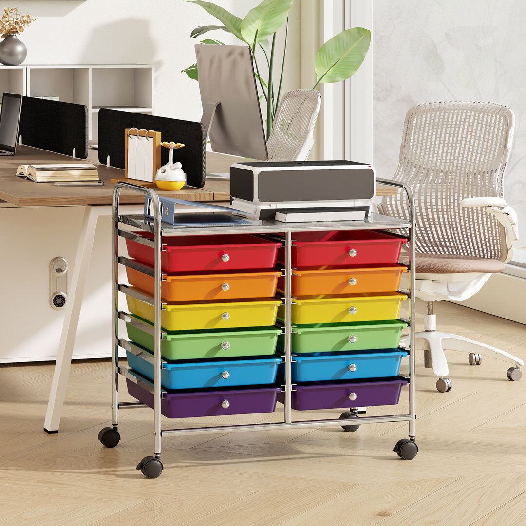 Rebrilliant 12 Drawer Storage Drawer Blue/Red/Yellow/Purple/Orange 63cm H X 63cm W X 37cm D