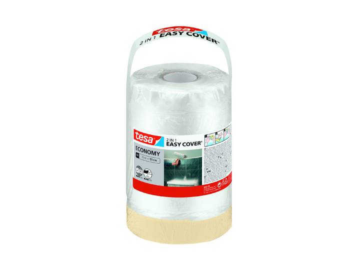 Tesa Easy Cover Economy Abdeckfolie mit Malerband 33 m x 550 mm