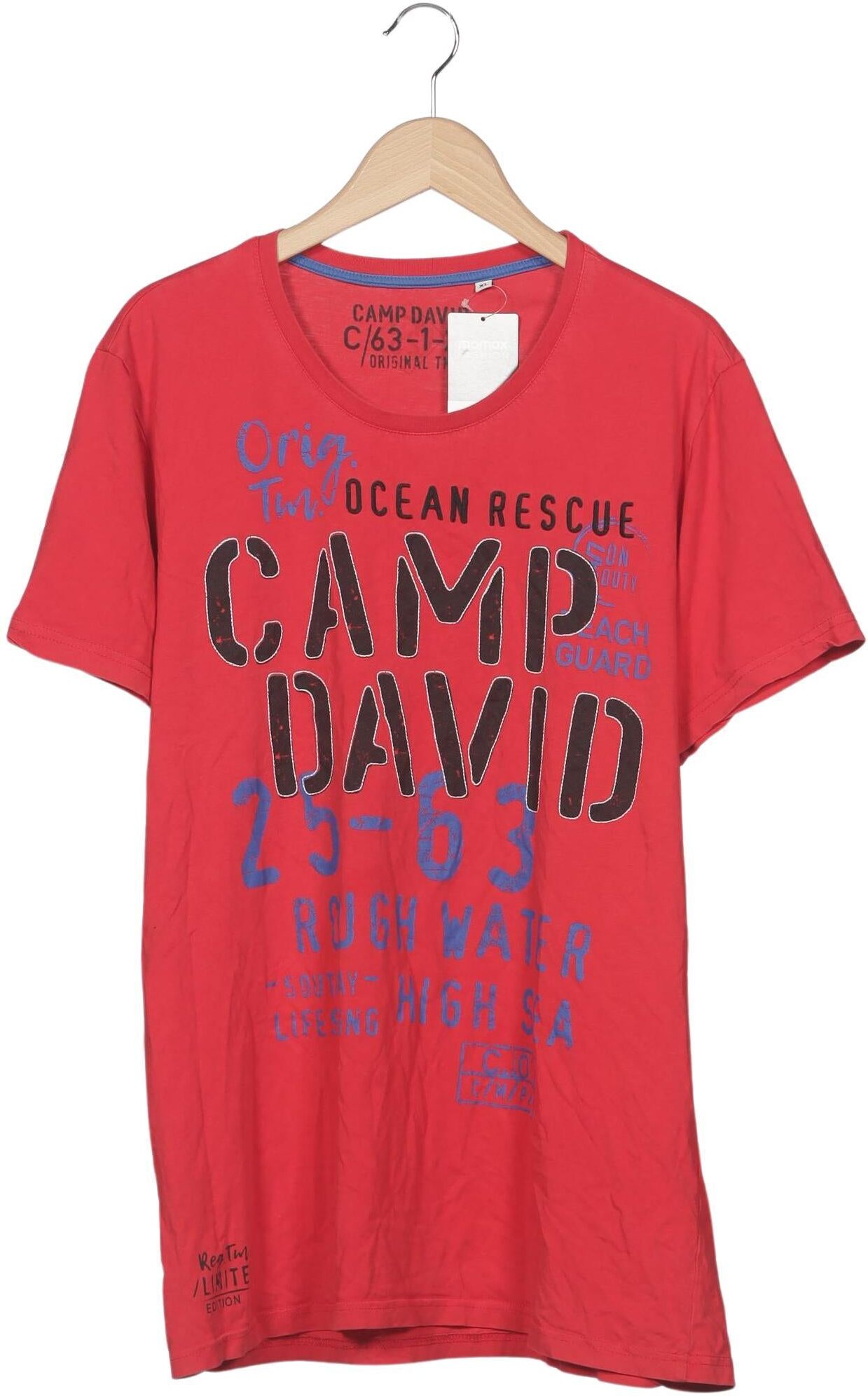 Camp David Herren T-Shirt, Rot, Gr. XL, Baumwolle - Second Hand