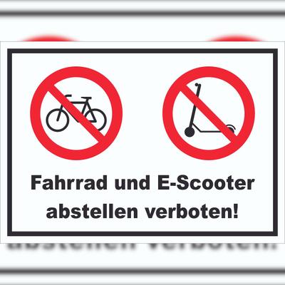 HB-Druck Schild Fahrrad und E-Scooter abstellen verboten A0 Rückseite selbstklebend