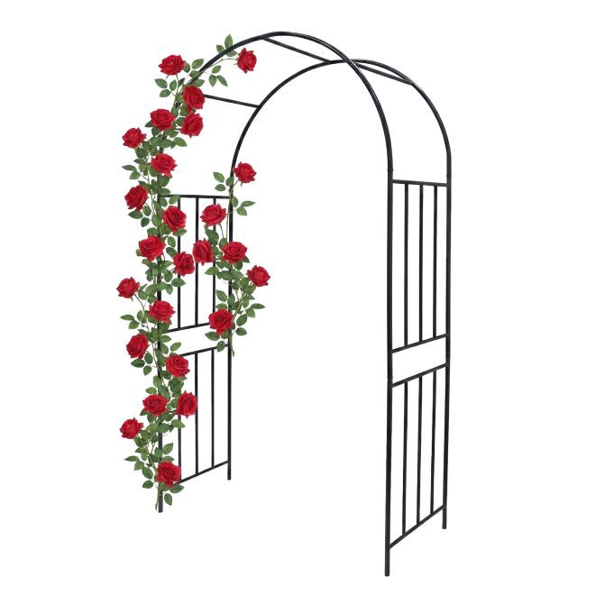 Relaxdays Zwarte metalen rozenboog voor rozen, B/D/H: 120 x 44,5 x 218 cm