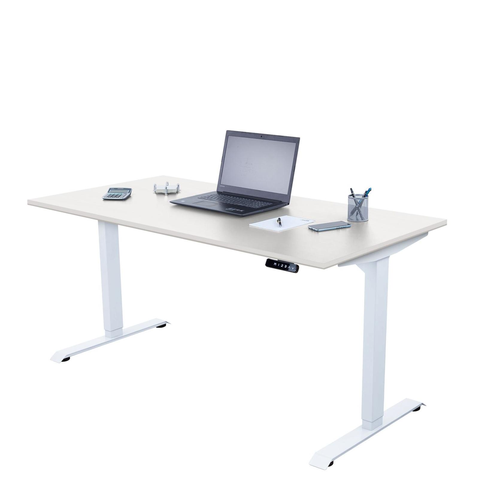 Schreibtisch elektrisch höhenverstellbar, Ergonomische Arbeitstisch, Gestell und Tischplatte120x80 Weiß