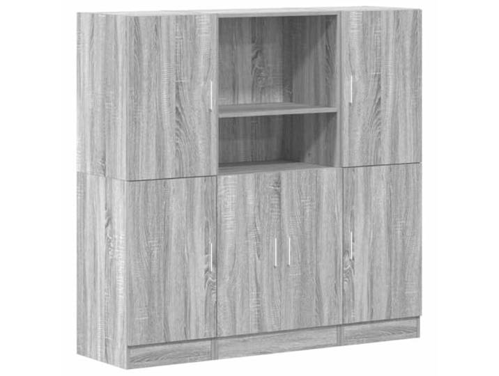 KDVXBCQJH 3-tlg Küchenschrank-Set Grau Sonoma Holzwerkstoff 133cm Vielseitiges 3er Set mit flexiblen Türen und offenen Fächern für Küche, Esszimmer oder Büro, robuster Holzwerkstoff.