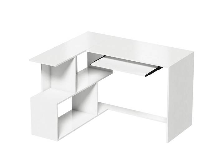 Homcom Computertisch Spanplatte Weiß, Nachbildung, 4 Fächer, L-Form,Rechteckig, 100x76x120 cm, Büromöbel, Schreibtische, Eckschreibtische