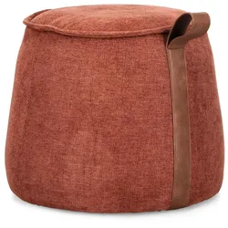 Pouf Anila aus Chenille-Stoff, klassischer Stil, rund, Farbe Ginger, komfortabel gepolstert