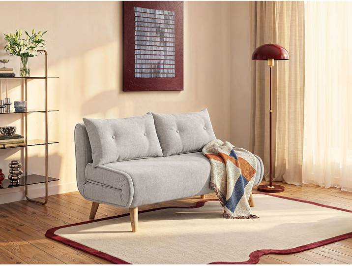 2-Sitzer-Schlafsofa aus Stoff in Beige VALERIO