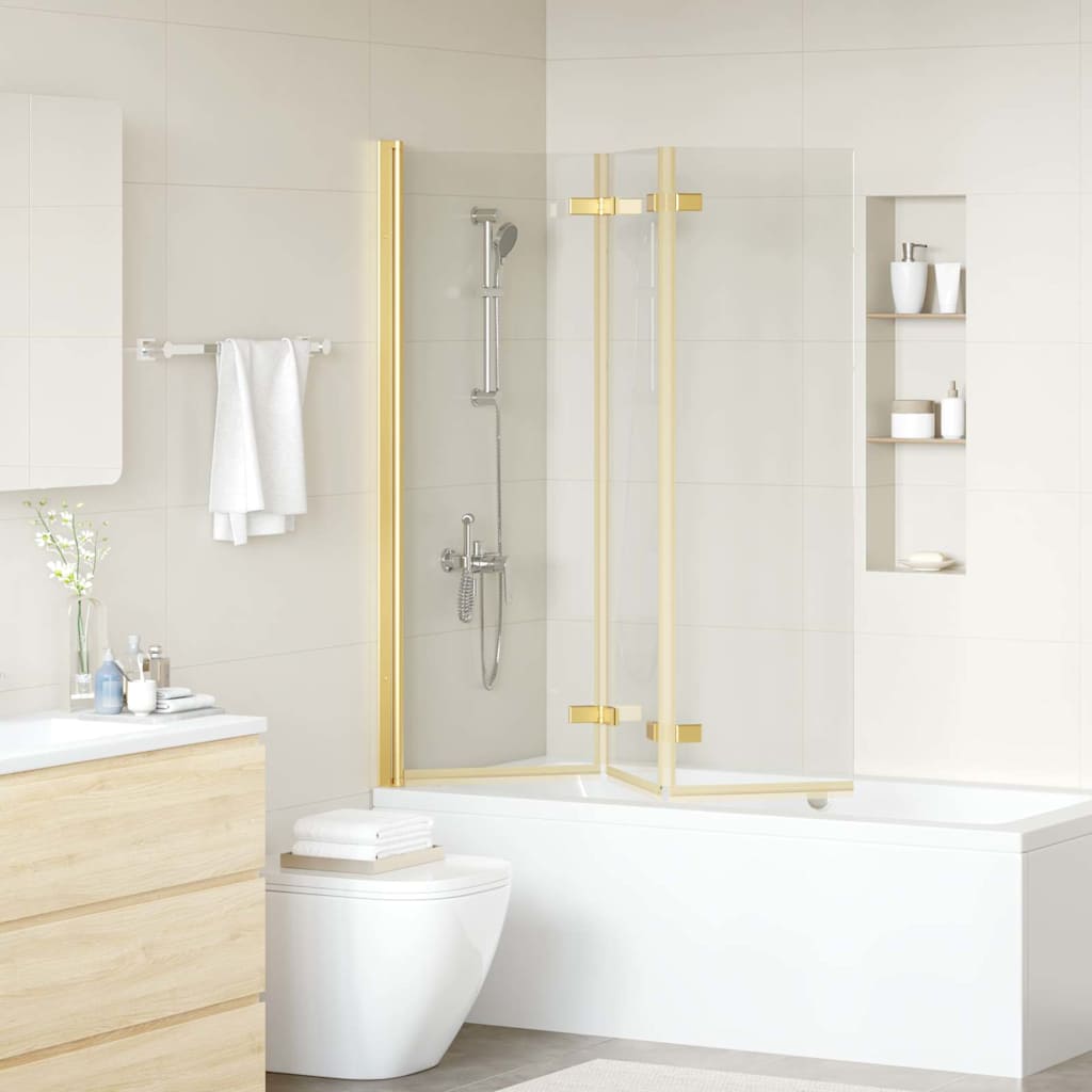 vidaXL Cabine de douche pliante Doré 130 x 138 cm