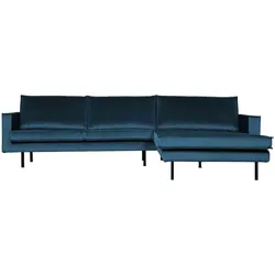 Ecksofa Rodeo Chaiselongue Samt, modern und komfortabel, rechts, blau, weiche Polsterung