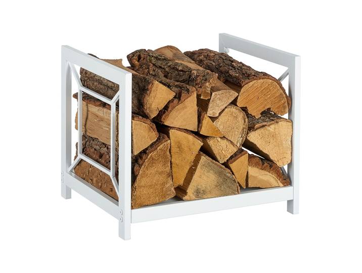 Modernes Kaminholzregal Metall Weiss