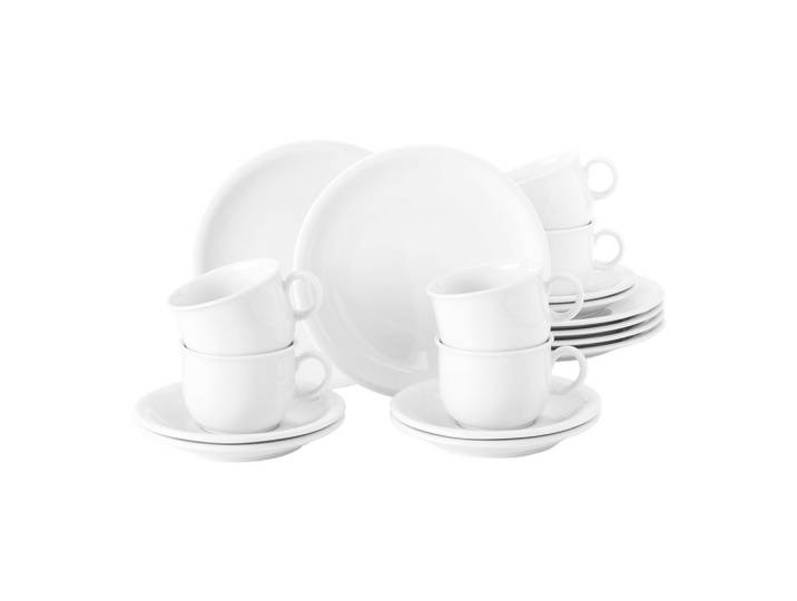 Seltmann Weiden Kaffeeservice Compact Weiß weiß 18-tlg., Keramik, 18-teilig, Rund, 24x18.1x43 cm, Geschirr, Geschirrsets, Kaffeeservice
