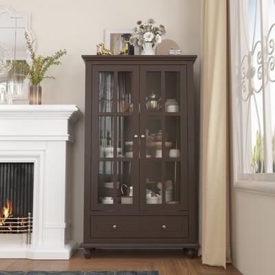 Timechee 31.5'' W Curio Cabinet Bookcase Display Cabinet China Cabinet