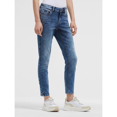Slim-fit-Jeans SOCCX, Damen, Gr. 29, blau (blau vintage metal), Denim/Jeans, Material: 75% Baumwolle, 23% Polyester, 2% Elasthan, slim fit, Jeans Slim-fit-Jeans, mit normaler Leibhöhe