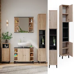 Vicco Hochschrank Aquis 30 x 190 cm, Sonoma Anthrazit, Badezimmer, modernes Design