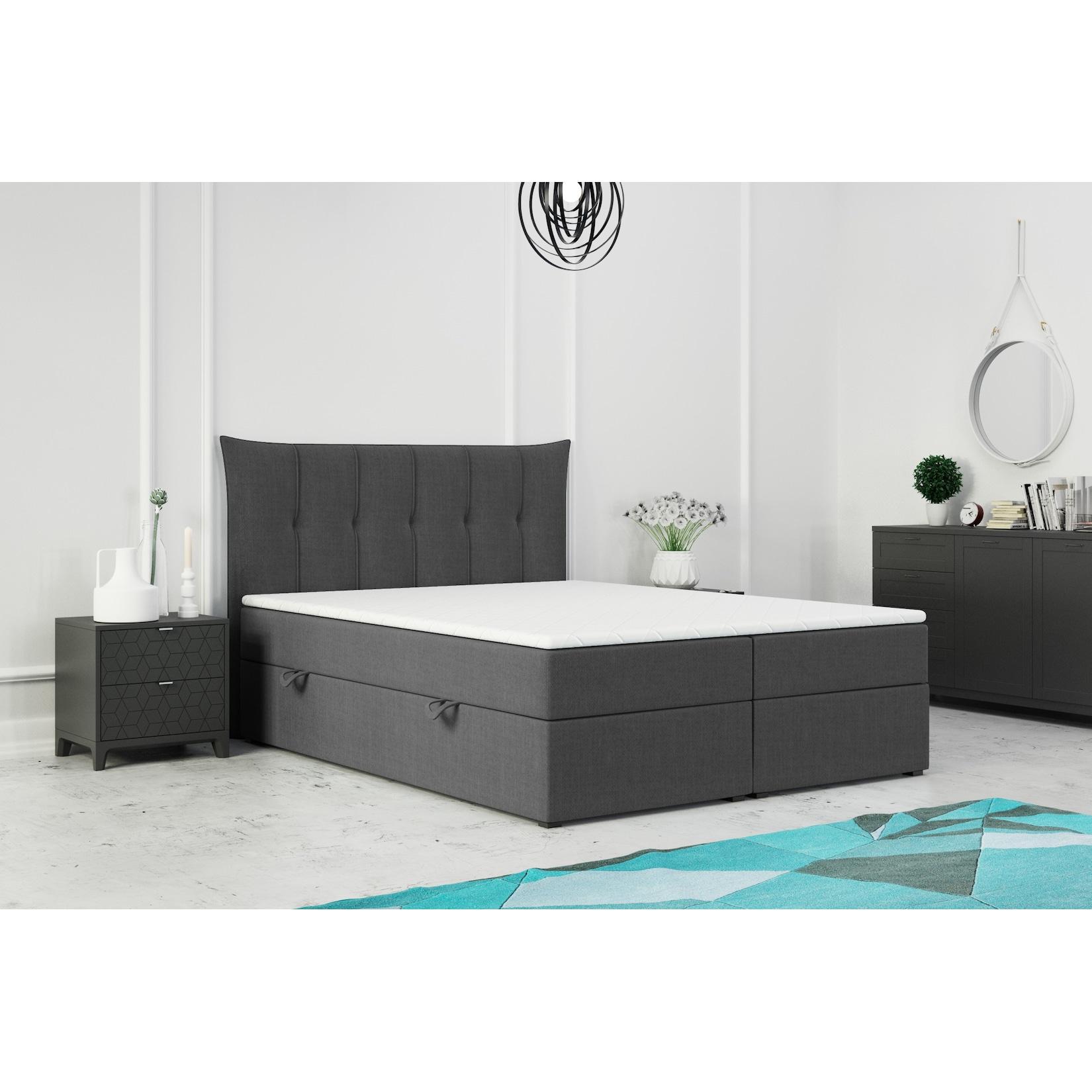 M-Punkt GmbH Boxspringbett PADUA mit Bettkasten 180 x 200 cm Anthrazit - versch. Ausführungen
