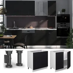 Vicco Unterschrank Fame-Line Weiß Schwarz gestreift 80 cm ohne Arbeitsplatte