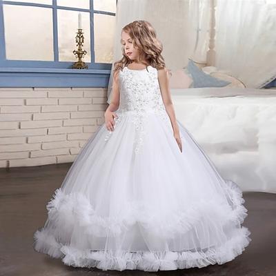 Kinder Mädchen Kleid Blume ärmellos Performance Party Spitze süßes Polyester knielanges Tüllkleid Sommer Frühling Herbst 4–13 Jahre blau