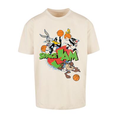 T-Shirt MERCHCODE "Merchcode Herren Space Jam Team Oversize Tee", Herren, Gr. 4XL, beige (sand), 100% Baumwolle, bedruckt, oversize, Rundhals, Shirts T-Shirt
