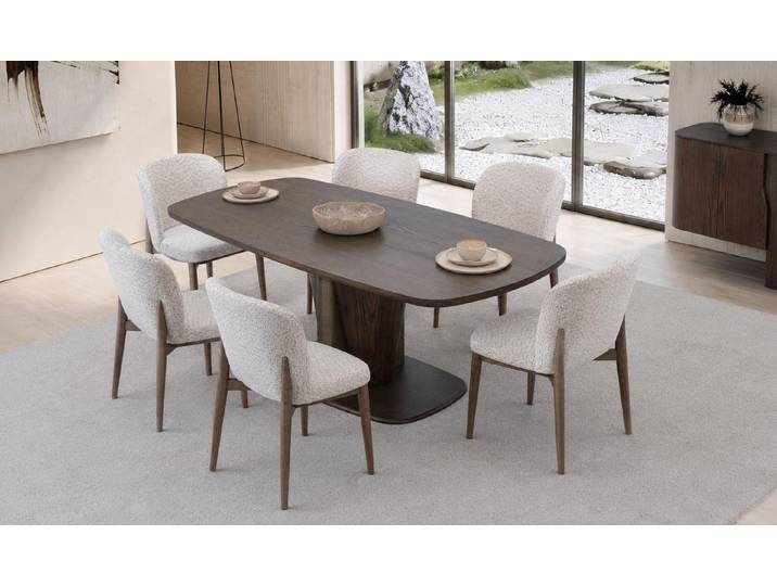 Xlmoebel Esszimmer-Set Esszimmer Set Esstisch 6x Stühle Moderner Braun Natürlich, (7-St., 1x Tisch, 6x Stühle)