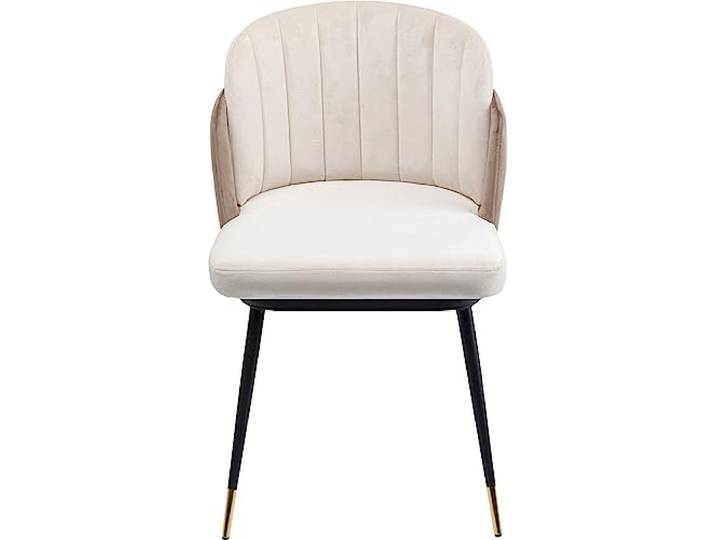 Kare Design Hojas Stuhl, Beige/Weiß, Holz, Stahl, Samt, Stuhl, Esszimmerstuhl, (H/B/T) 81x52x58cm