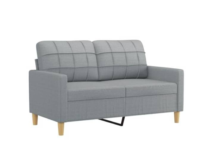 KTHLBRH Sofa-Set, 3-teilig, hellgrau, Stoff Atmungsaktives Polyester, Rahmen aus kompensiertem Metall, Fußstütze inklusive, 9 Kissen