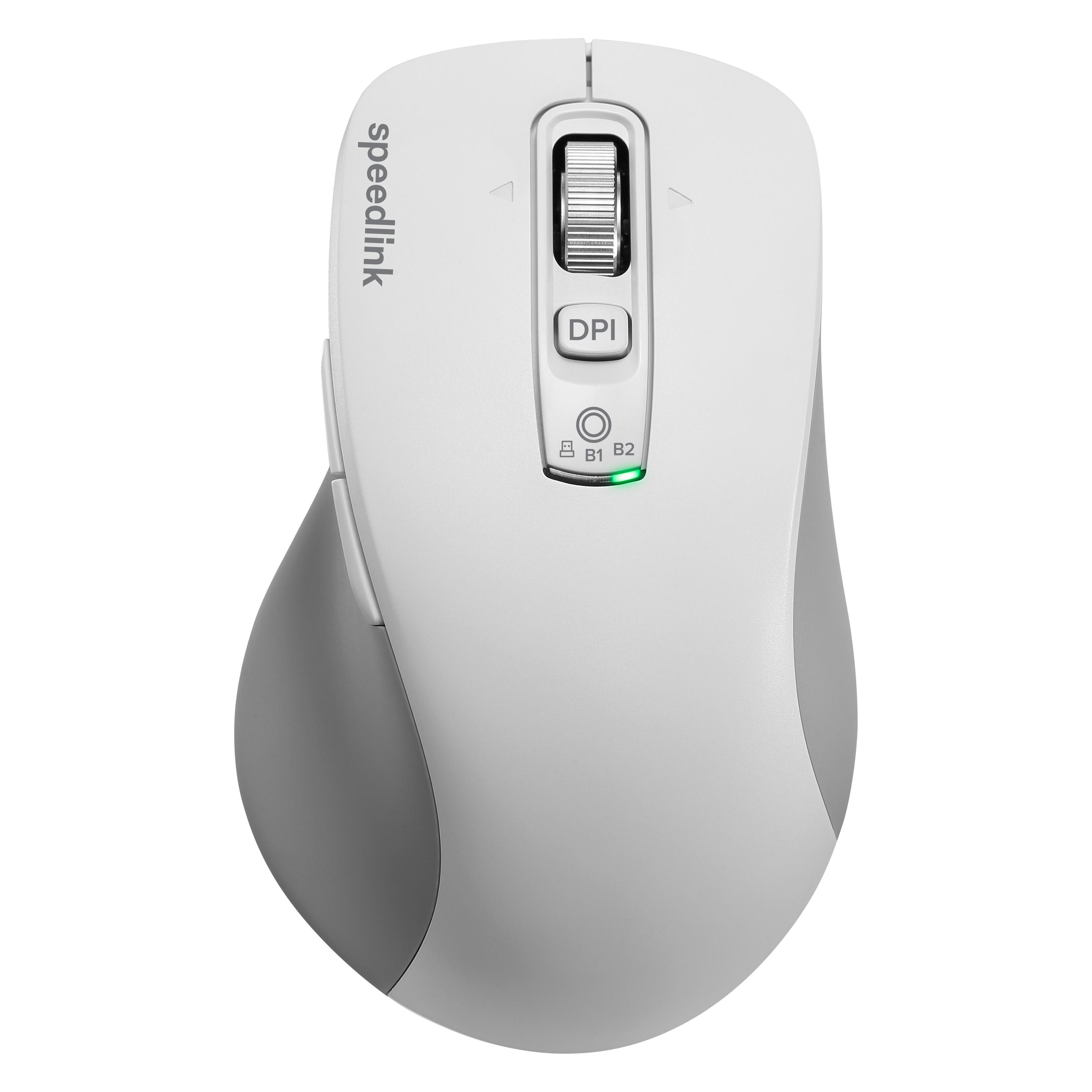Speedlink VELORA Rechargeable Mouse - Wireless, Bluetooth, Smart Flying Scroll Wheel, white (Kabellos) (D1516C9Z)