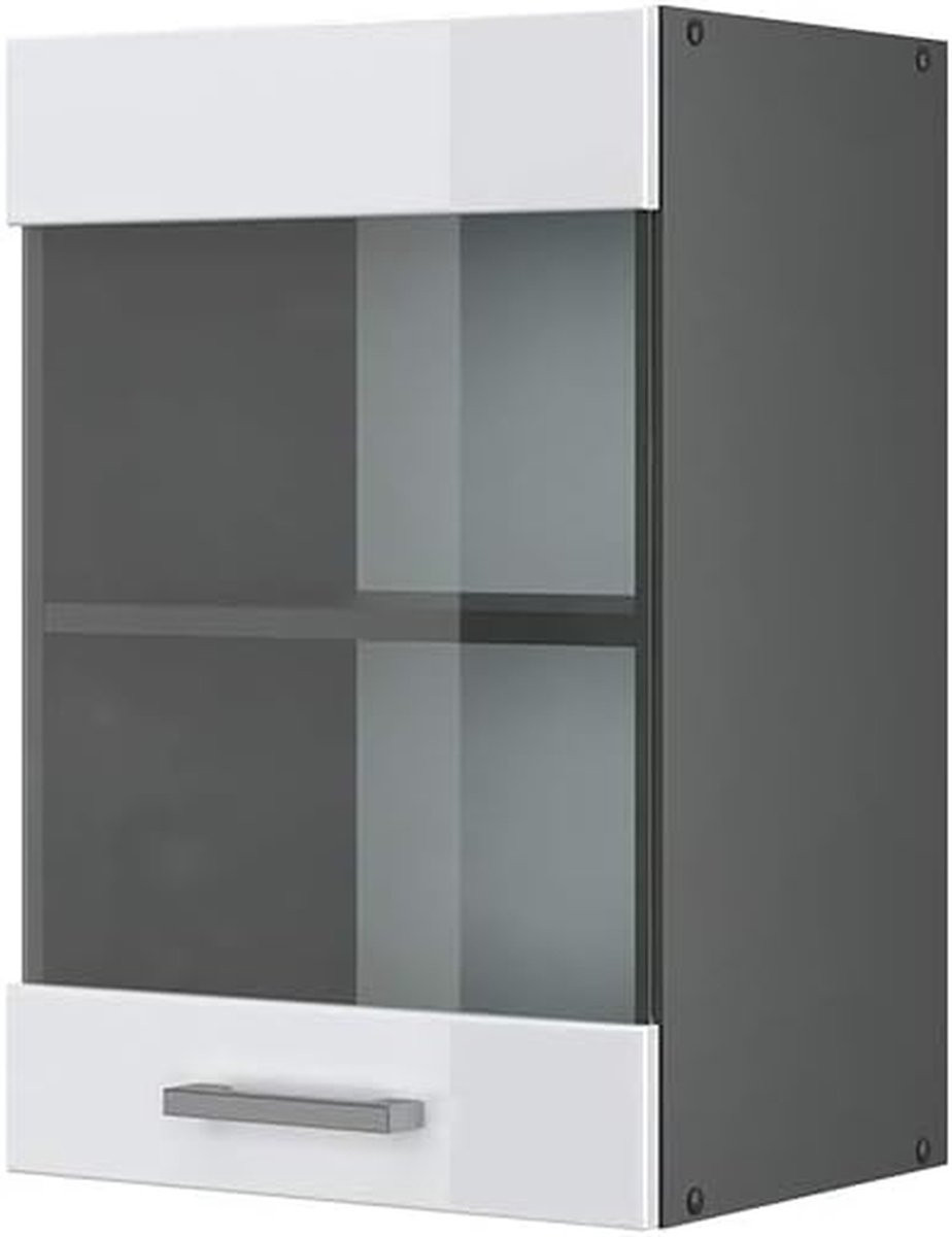Antraciet Hoogglans Keukenmodule Kast - Hangende Opberger - Breedte: 40 cm