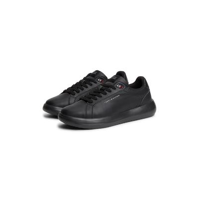 Sneaker TOMMY HILFIGER "LIGHT CHUNKY LEATHER SNEAKER", Herren, Gr. 43, schwarz, Lederimitat, Nappaleder, Schuhe Sneaker, Freizeitschuh, Halbschuh, Schnürer mit TH-Logoprägung