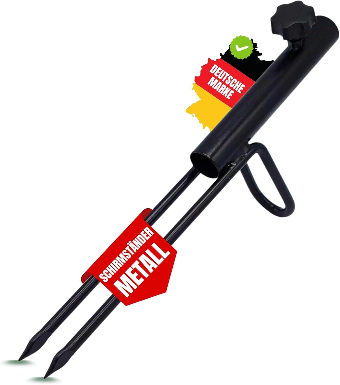 Merkloze Fishing Parasolstandaard met extra stabiele spike, 33,5 cm lang, voor camping en tuin