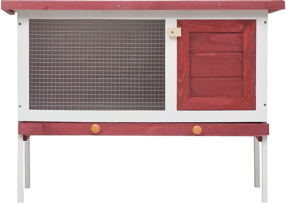 vidaXL Jaula conejera de 1 piso madera rojo Rojo