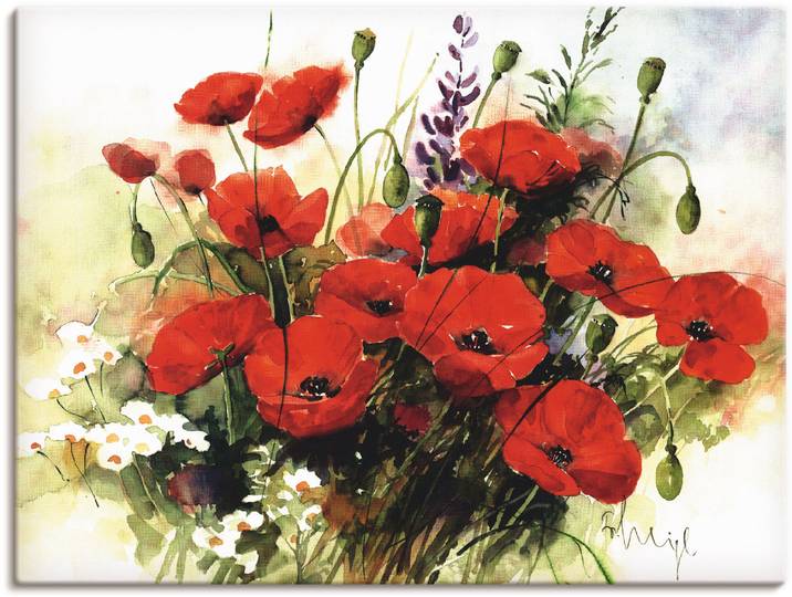 Wandbild ARTLAND Blumen Zusammenstellung III , rot (farbe bild(er): rot), B:40cm H:30cm, Bilder, Wandbild, als Leinwandbild, Poster in verschied. Grössen
