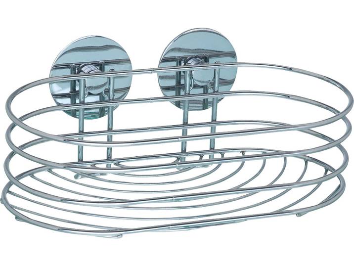 Wandregal WENKO Turbo-Loc , silber (chrom), B:23,5cm H:10,5cm T:13,5cm, Stahl, Regale, Wandregal, 1 Etage