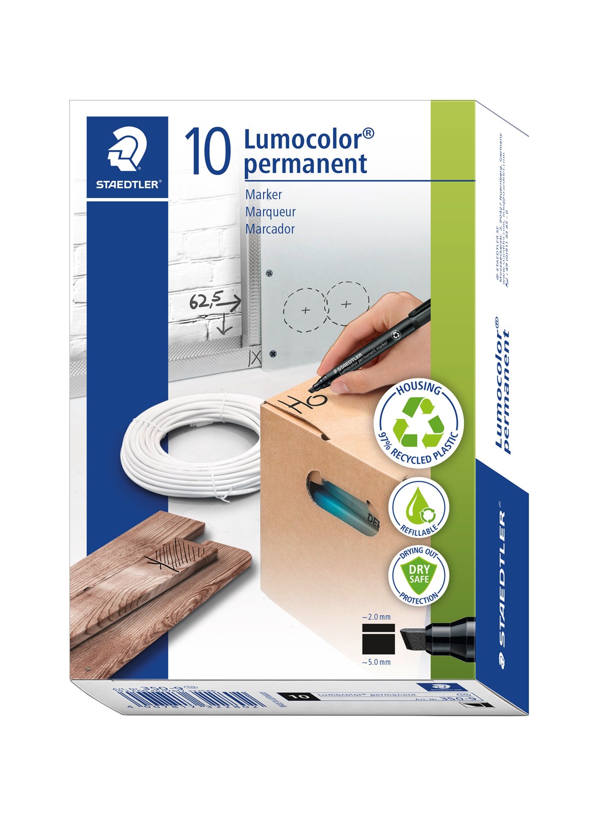 Staedtler Marker Lumocolor permanent .10 pcs.Red