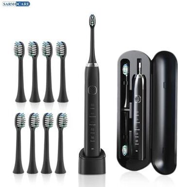 Uplifted Finds Sarmocare S100 USB Rechargeable Sonic Electric Toothbrush black 8 Heads