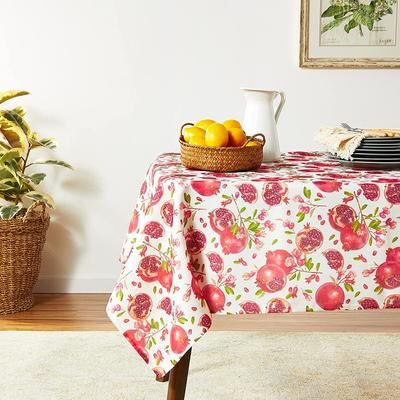Violet Linen European Pomegranates Flowers Pattern Tablecloth