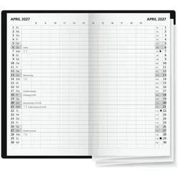 Glocken Taschenkalender 2027, 2 Seiten = 1 Monat schwarz, 8.7x15.3x0.4 cm