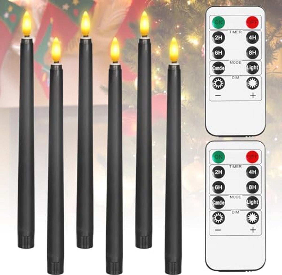 Conische LED-kaarsen met Afstandsbediening - 6 stuks - 28 cm