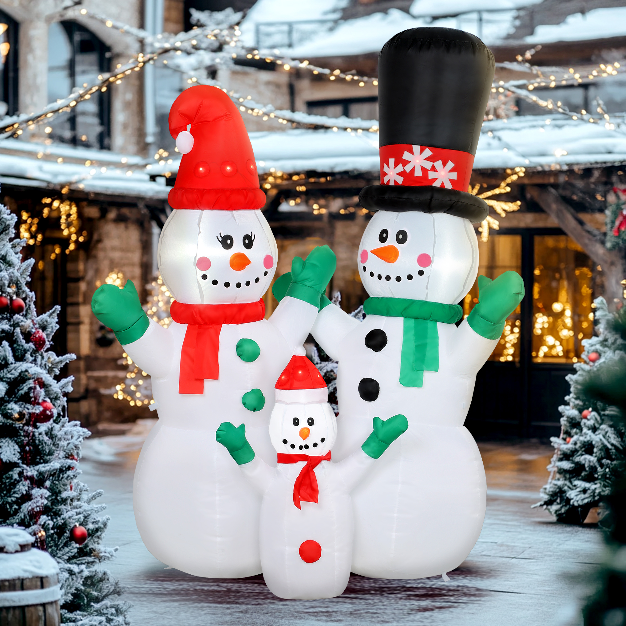 Outsunny Pupazzo di neve gonfiabile, alto 1,8 m con illuminazione LED, per interno ed esterno   Aosom Italy