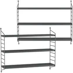 Modulares Wandregal Strängnäs 2er Set Dunkelgrau [en.casa]