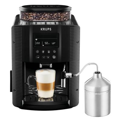 KRUPS Kaffeevollautomat "EA8150", schwarz, B:36,5cm H:33cm T:24,5cm, Kaffeevollautomaten, Arabica Display, LCD-Display, Speichermodus, Dampfdüse für Cappuccino, Kaffeevollautomat
