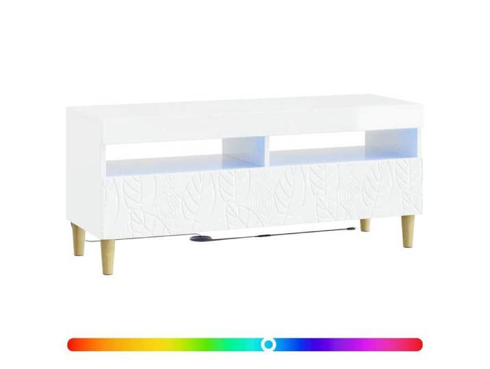 Meuble - Armoire TV - Blanc - Meuble TV LED Blanc brillant Bois d'ingénierie_46351