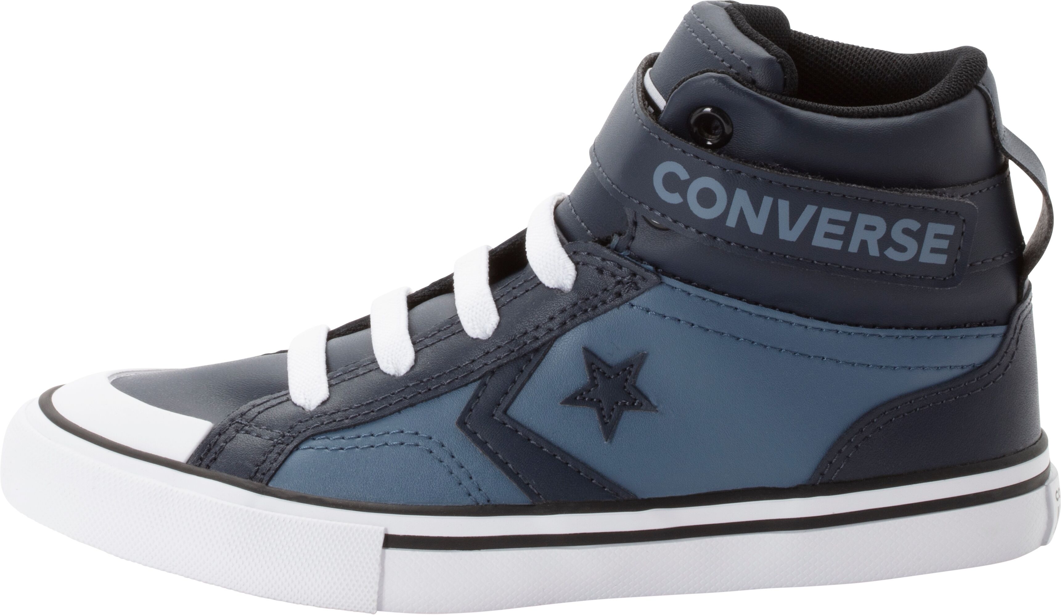 Sneaker CONVERSE "PRO BLAZE STRAP EASY-ON", Jungen, Gr. 34, blau (midnight pass, lakeside blau), Leder, Schuhe Sneaker midnight pass, lakeside blau 34